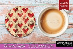 Hearts Round Coaster - Valentines Day Coaster PNG Product Image 1