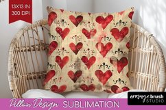 Hearts Pillow Sublimation - Valentines Day Pillow Cover PNG Product Image 1