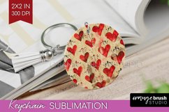 Hearts Keychain PNG - Valentines Day Keychain Sublimation Product Image 1