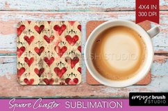Hearts Square Coaster - Valentines Day Coaster PNG Product Image 1