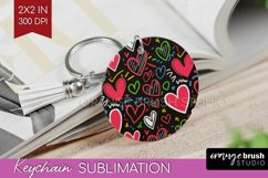 Hearts Keychain PNG - Valentines Day Keychain Sublimation Product Image 1