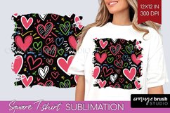Hearts Square Tshirt Background - Valentines Day PNG Product Image 1