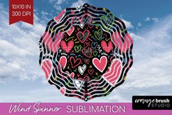 Hearts Wind Spinner Sublimation PNG - Valentines Day Round Product Image 1