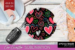 Hearts Car Coaster - Valentines Day Coaster PNG Sublimation Product Image 1