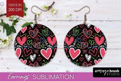 Hearts Round Earrings - Valentines Day PNG Sublimation Product Image 1