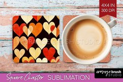 Hearts Square Coaster - Valentines Day Coaster PNG Product Image 1