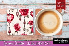 Hearts Square Coaster - Valentines Day Coaster PNG Product Image 1