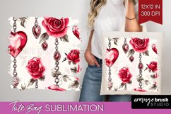 Hearts Tote Bag - Valentines Day Tote Bag PNG Sublimation Product Image 1