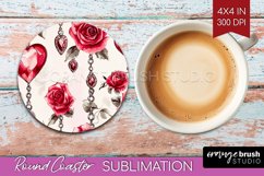 Hearts Round Coaster - Valentines Day Coaster PNG Product Image 1