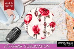 Hearts Car Coaster - Valentines Day Coaster PNG Sublimation Product Image 1