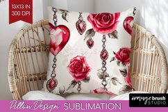 Hearts Pillow Sublimation - Valentines Day Pillow Cover PNG Product Image 1
