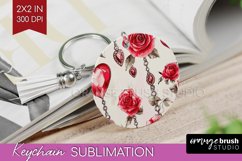 Hearts Keychain PNG - Valentines Day Keychain Sublimation Product Image 1