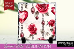 Hearts Slate PNG - Valentines Day Square Slate Sublimation Product Image 1