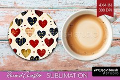 Hearts Round Coaster - Valentines Day Coaster PNG Product Image 1