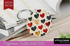 Hearts Keychain PNG - Valentines Day Keychain Sublimation Product Image 1