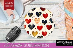 Hearts Car Coaster - Valentines Day Coaster PNG Sublimation Product Image 1