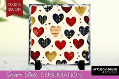 Hearts Slate PNG - Valentines Day Square Slate Sublimation Product Image 1