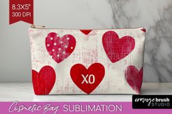 Hearts Cosmetic Bag - Valentines Day Makeup Bag PNG Product Image 1