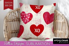 Hearts Pillow Sublimation - Valentines Day Pillow Cover PNG Product Image 1