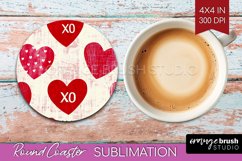 Hearts Round Coaster - Valentines Day Coaster PNG Product Image 1