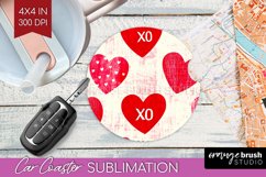 Hearts Car Coaster - Valentines Day Coaster PNG Sublimation Product Image 1