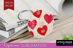 Hearts Keychain PNG - Valentines Day Keychain Sublimation Product Image 1