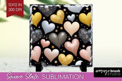 Hearts Slate PNG - Valentines Day Square Slate Sublimation Product Image 1
