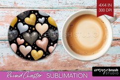 Hearts Round Coaster - Valentines Day Coaster PNG Product Image 1