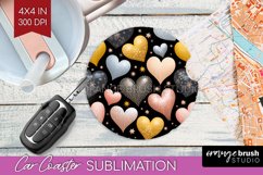 Hearts Car Coaster - Valentines Day Coaster PNG Sublimation Product Image 1