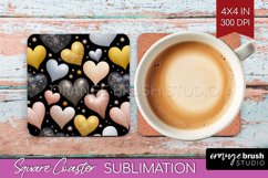 Hearts Square Coaster - Valentines Day Coaster PNG Product Image 1