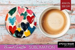 Hearts Round Coaster - Valentines Day Coaster PNG Product Image 1