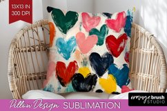 Hearts Pillow Sublimation - Valentines Day Pillow Cover PNG Product Image 1