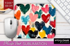 Hearts Mouse Pad Sublimation - Valentines Day Mousepad PNG Product Image 1