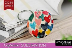 Hearts Keychain PNG - Valentines Day Keychain Sublimation Product Image 1