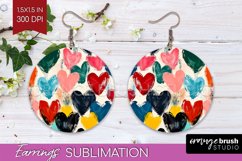 Hearts Round Earrings - Valentines Day PNG Sublimation Product Image 1