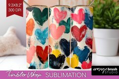 Hearts Tumbler Wrap - Valentines Day Tumbler PNG Sublimation Product Image 1
