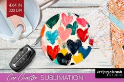 Hearts Car Coaster - Valentines Day Coaster PNG Sublimation Product Image 1