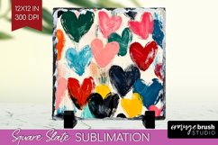 Hearts Slate PNG - Valentines Day Square Slate Sublimation Product Image 1