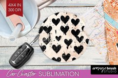 Hearts Car Coaster - Valentines Day Coaster PNG Sublimation Product Image 1