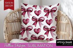 Hearts Pillow Sublimation - Valentines Day Pillow Cover PNG Product Image 1