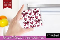 Hearts Magnet Sublimation - Valentines Day Square Magnet PNG Product Image 1