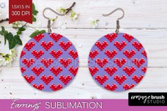 Hearts Round Earrings - Valentines Day PNG Sublimation Product Image 1