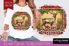 Vintage Christmas Sublimation, Xmas Round Tshirt Background Product Image 1