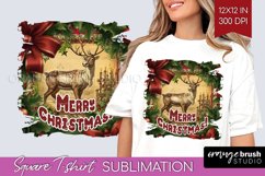 Vintage Christmas Sublimation, Xmas Square Tshirt Background Product Image 1