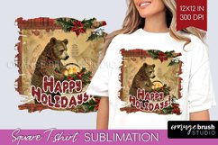 Vintage Christmas Sublimation, Xmas Square Tshirt Background Product Image 1