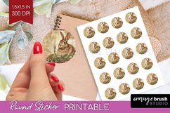 Vintage Christmas Round Sticker - Retro Printable Stickers Product Image 1