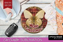 Vintage Christmas Car Coaster PNG - Xmas Coaster Sublimatoin Product Image 1