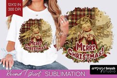 Vintage Christmas Sublimation, Xmas Round Tshirt Background Product Image 1