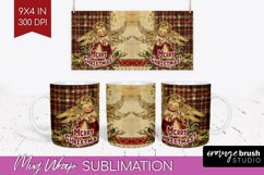 Vintage Christmas Mug Wrap - Retro Xmas 15Oz Mug Sublimation Product Image 1