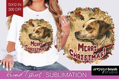Vintage Christmas Sublimation, Xmas Round Tshirt Background Product Image 1